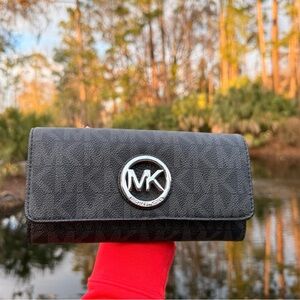 Michael Kors Black and Silver Logo Wallet